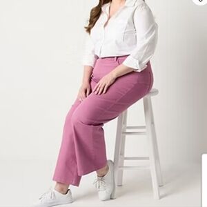 St. John's Bay Women's Plus wide-leg Jeans Bordeaux Rose 18W Stretch Waist